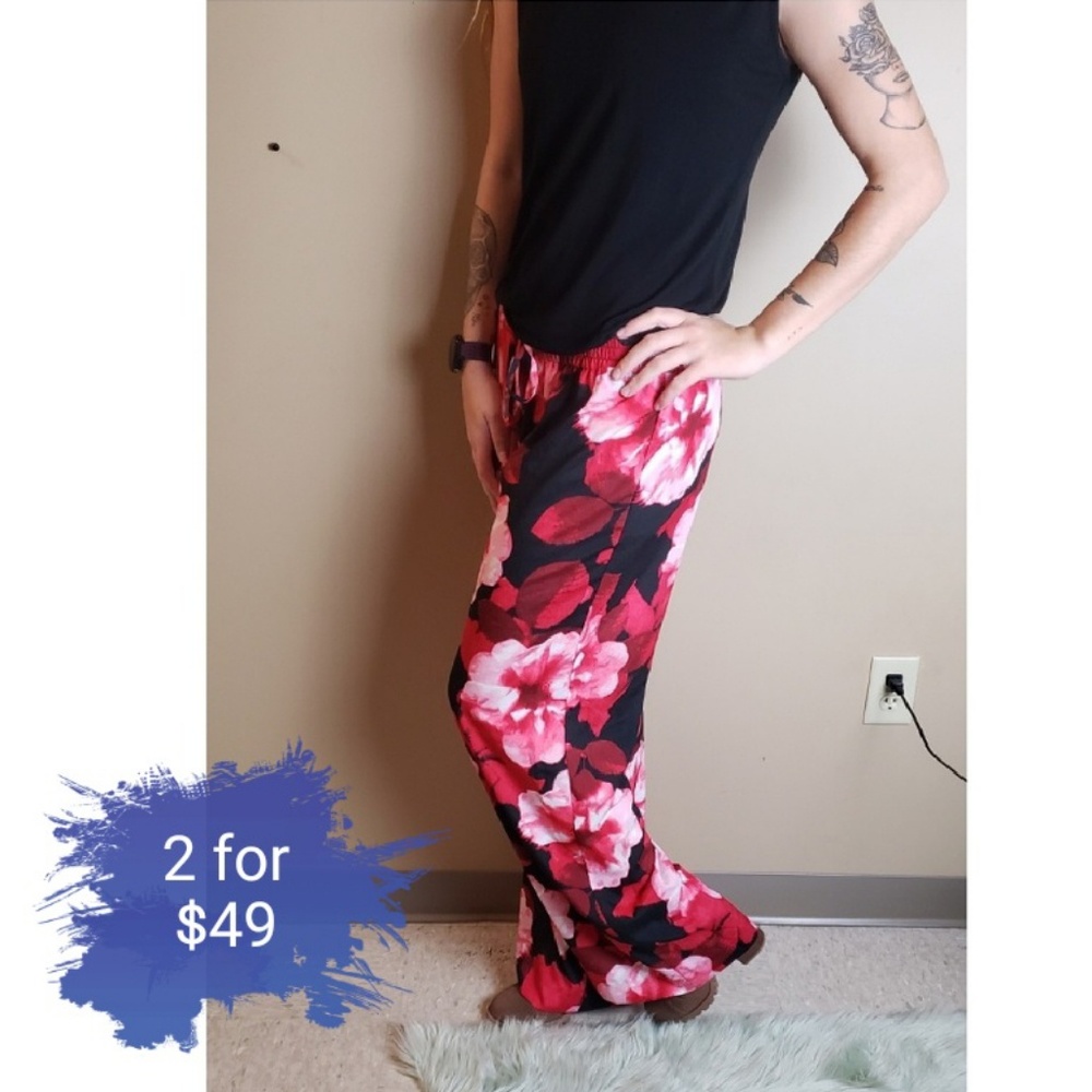 NWT floral black, pink calvin Klein dressy pants